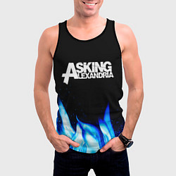 Майка-безрукавка мужская Asking Alexandria blue fire, цвет: 3D-черный — фото 2