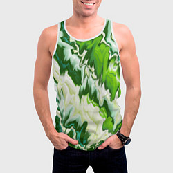 Майка-безрукавка мужская Зеленые штрихи, цвет: 3D-белый — фото 2