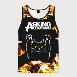 Майка-безрукавка мужская Asking Alexandria рок кот и огонь, цвет: 3D-черный