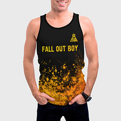 Майка-безрукавка мужская Fall Out Boy - gold gradient: символ сверху, цвет: 3D-черный — фото 2