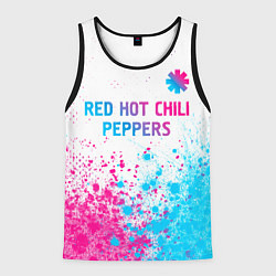 Майка-безрукавка мужская Red Hot Chili Peppers neon gradient style: символ, цвет: 3D-черный