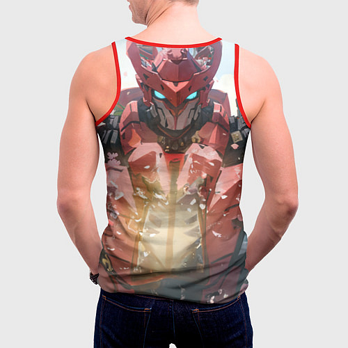 Мужская майка без рукавов Аска Ленгли и робот / 3D-Красный – фото 4