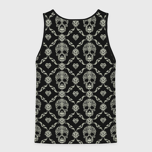 Мужская майка без рукавов Узор с черепами Pattern with skulls / 3D-Черный – фото 2