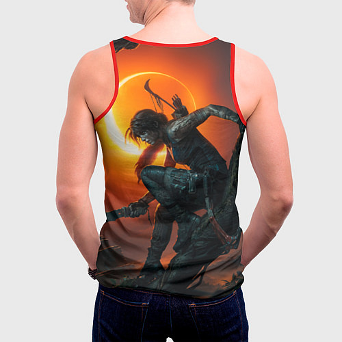 Мужская майка без рукавов Тень Лары Крофт / 3D-Красный – фото 4