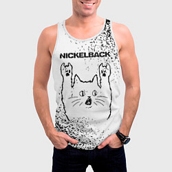 Майка-безрукавка мужская Nickelback рок кот на светлом фоне, цвет: 3D-белый — фото 2