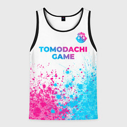 Майка-безрукавка мужская Tomodachi Game neon gradient style: символ сверху, цвет: 3D-черный