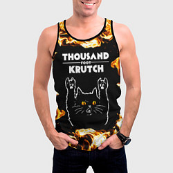 Майка-безрукавка мужская Thousand Foot Krutch рок кот и огонь, цвет: 3D-черный — фото 2