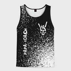 Майка-безрукавка мужская Papa Roach и рок символ на темном фоне, цвет: 3D-черный