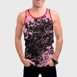 Майка-безрукавка мужская Блэкпинк - автографы, цвет: 3D-красный — фото 2