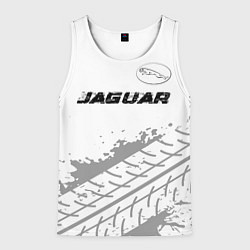 Майка-безрукавка мужская Jaguar speed на светлом фоне со следами шин: симво, цвет: 3D-белый