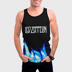 Майка-безрукавка мужская Led Zeppelin blue fire, цвет: 3D-черный — фото 2