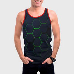 Майка-безрукавка мужская Honeycombs green, цвет: 3D-красный — фото 2