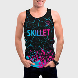 Майка-безрукавка мужская Skillet - neon gradient: символ сверху, цвет: 3D-черный — фото 2