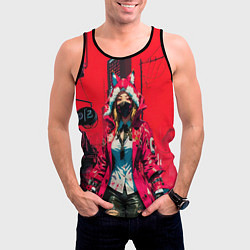 Майка-безрукавка мужская Девушка-лиса кицунэ, цвет: 3D-черный — фото 2