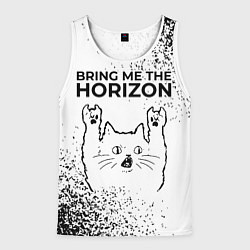 Майка-безрукавка мужская Bring Me the Horizon рок кот на светлом фоне, цвет: 3D-белый
