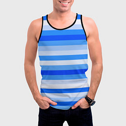 Майка-безрукавка мужская Полосатый голубой, цвет: 3D-черный — фото 2