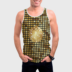 Майка-безрукавка мужская Золотой диско шар и золотая мозаика, цвет: 3D-белый — фото 2