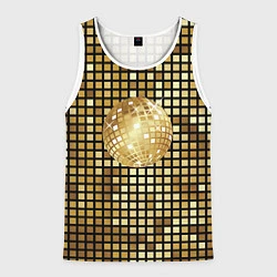 Майка-безрукавка мужская Золотой диско шар и золотая мозаика, цвет: 3D-белый