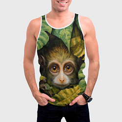 Майка-безрукавка мужская Маленькая обезьянка в листьях, цвет: 3D-белый — фото 2