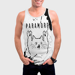 Майка-безрукавка мужская Paramore рок кот на светлом фоне, цвет: 3D-белый — фото 2