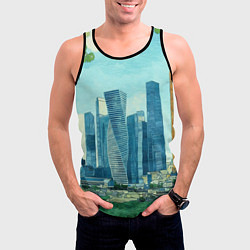 Майка-безрукавка мужская Москва-сити Ван Гог, цвет: 3D-черный — фото 2