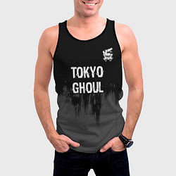 Майка-безрукавка мужская Tokyo Ghoul glitch на темном фоне: символ сверху, цвет: 3D-черный — фото 2