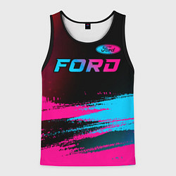 Майка-безрукавка мужская Ford - neon gradient: символ сверху, цвет: 3D-черный