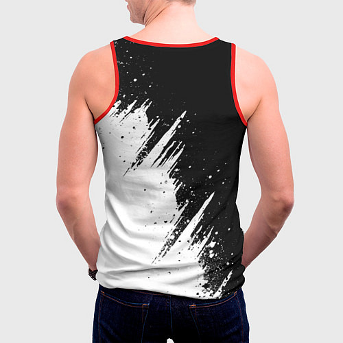 Мужская майка без рукавов Ауди - белые потертости / 3D-Красный – фото 4