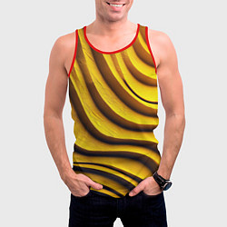 Майка-безрукавка мужская Желтые абстрактные полосы, цвет: 3D-красный — фото 2
