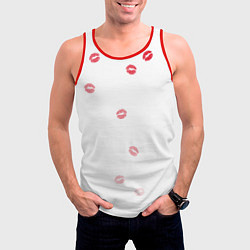 Майка-безрукавка мужская Следы поцелуев губы, цвет: 3D-красный — фото 2