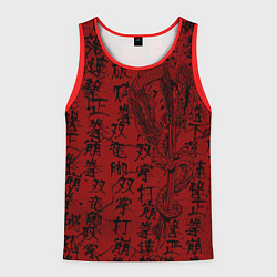 Майка-безрукавка мужская Красный дракон и катана - иероглифы, цвет: 3D-красный