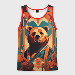 Майка-безрукавка мужская Гордый медведь, цвет: 3D-красный
