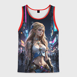 Майка-безрукавка мужская Принцесса Зельда в киберпанке, цвет: 3D-красный