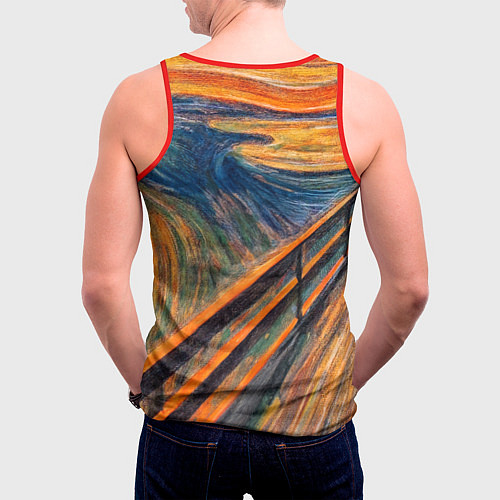 Мужская майка без рукавов Картина Крик - кролик / 3D-Красный – фото 4