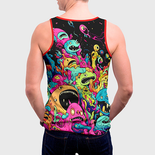 Мужская майка без рукавов Космические зубастые монстры / 3D-Красный – фото 4