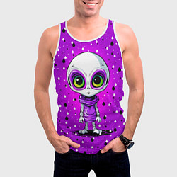 Майка-безрукавка мужская Alien - purple color, цвет: 3D-белый — фото 2