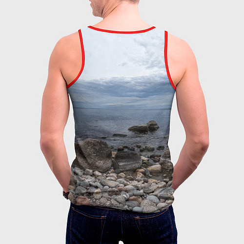 Мужская майка без рукавов Ладожское озеро / 3D-Красный – фото 4