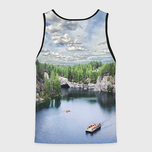 Мужская майка без рукавов Карелия горный парк Рускеала / 3D-Черный – фото 2
