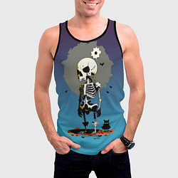Майка-безрукавка мужская Funny skeleton - neural network - halloween, цвет: 3D-черный — фото 2
