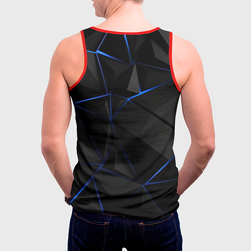 Мужская майка без рукавов Black blue style / 3D-Красный – фото 4