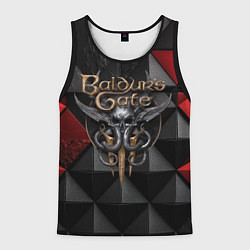 Майка-безрукавка мужская Baldurs Gate 3 logo red black, цвет: 3D-черный