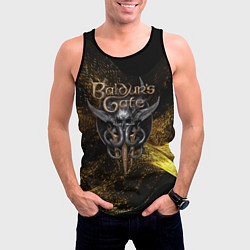 Майка-безрукавка мужская Baldurs Gate 3 logo gold black, цвет: 3D-черный — фото 2