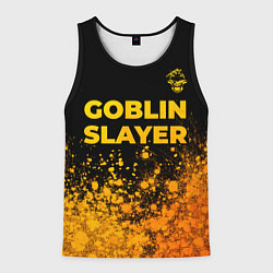 Майка-безрукавка мужская Goblin Slayer - gold gradient: символ сверху, цвет: 3D-черный
