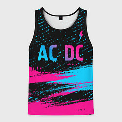 Майка-безрукавка мужская AC DC - neon gradient: символ сверху, цвет: 3D-черный