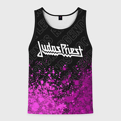 Майка-безрукавка мужская Judas Priest rock legends: символ сверху, цвет: 3D-черный