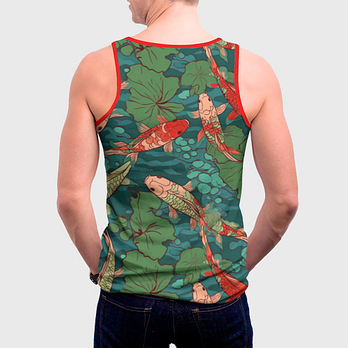 Мужская майка без рукавов Паттерн карпы кои / 3D-Красный – фото 4
