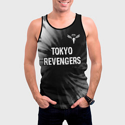 Майка-безрукавка мужская Tokyo Revengers glitch на темном фоне: символ свер, цвет: 3D-черный — фото 2