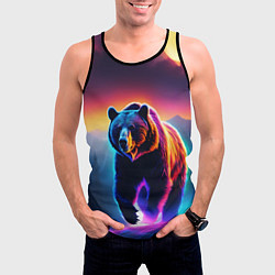 Майка-безрукавка мужская Люминесцентный медведь гризли, цвет: 3D-черный — фото 2