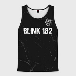 Майка-безрукавка мужская Blink 182 glitch на темном фоне: символ сверху, цвет: 3D-черный