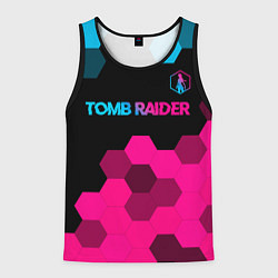 Майка-безрукавка мужская Tomb Raider - neon gradient: символ сверху, цвет: 3D-черный